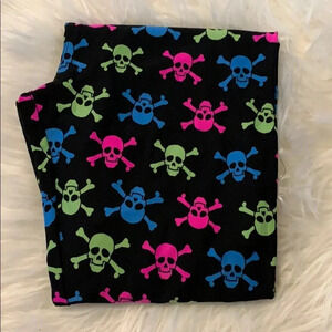 New! Women’s Lularoe neon skulls Halloween leggings OS